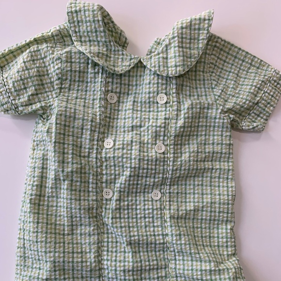 Boy's Green Seersucker Strasburg Short Outfit 18M - Picture 1 of 3